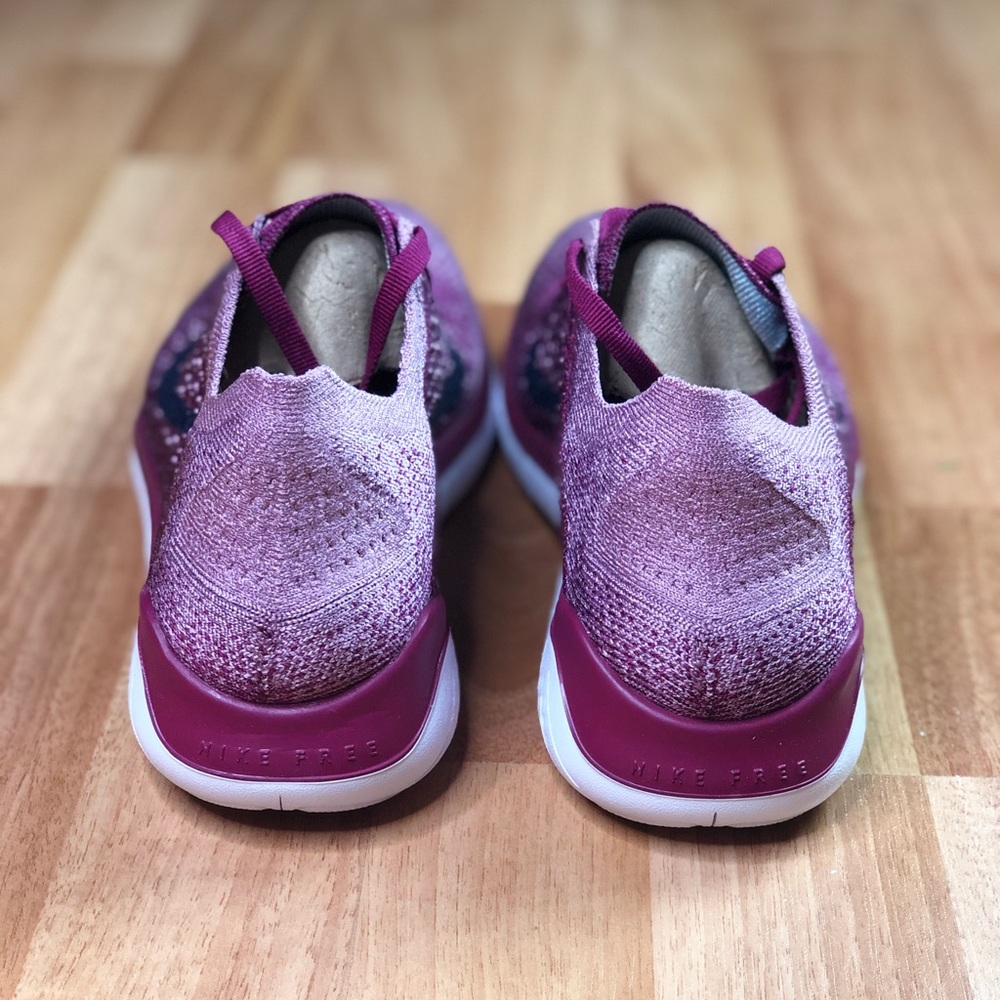 Nike Women's Maroon/Purple Knit Running Shoes with Black Swoosh - Picture 4 of 10